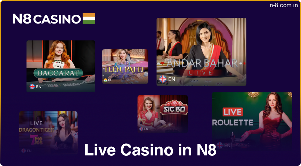 Live dealer games are available at N8 Live Casino