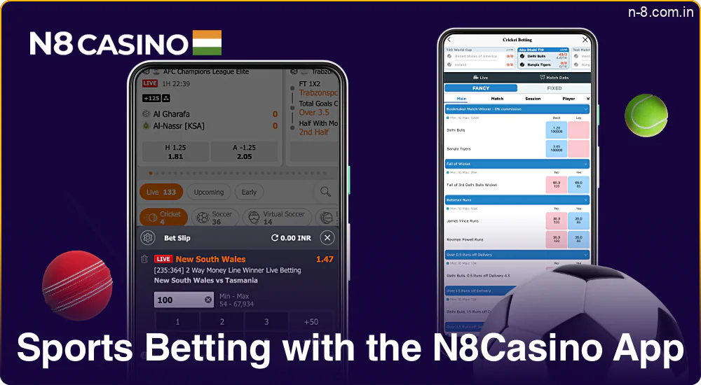 Betting on popular sports in the N8 Casino mobile app