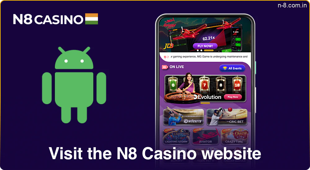 Open the official site of N8 Casino from your smartphone