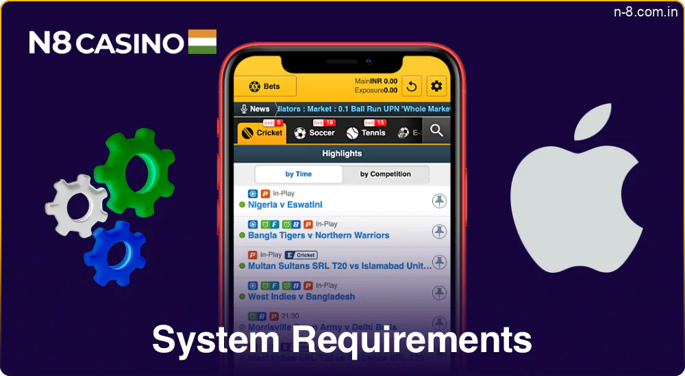 System requirements of the N8 Casino app for iPhone and iPad